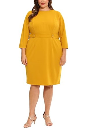 London Times 3/4 Sleeve Sheath Dress PLUS SIZE