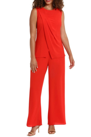 London Times Sleeveless Popover Wide Leg Jumpsuit