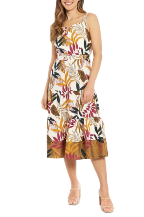 London Times Sleeveless Tiered Midi Dress