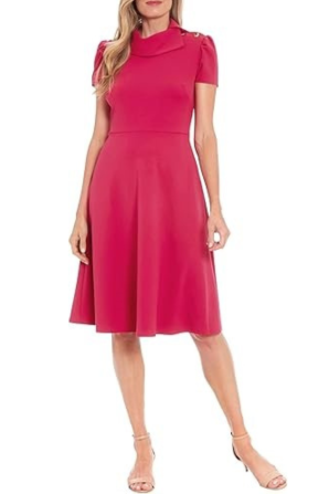 London Times Short Sleeve Fit & Flare Dress