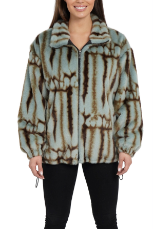 Love Token Multicolored Faux-Fur Zippered Jacket