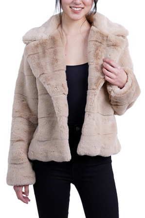 Love Token Scalloped Hem Faux-Fur Puffer Coat