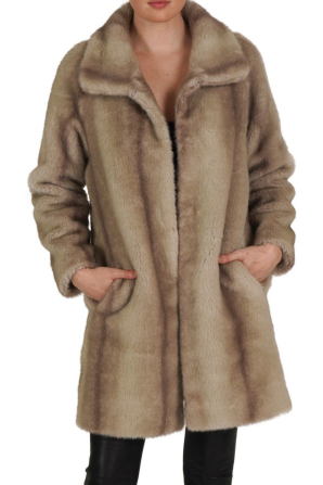 Love Token Mid Length Coat Faux Fur Jacket