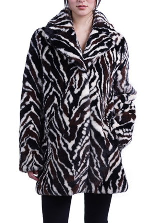 Love Token Zebra Print Faux-Fur Coat