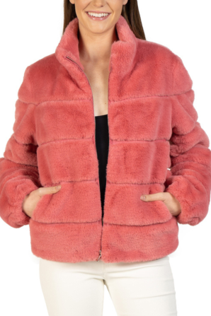 Love Token Quilted Cropped Faux Fur Coat