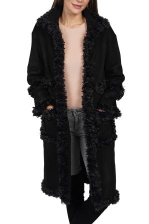 Love Token Faux-Suede Shearling Faux Fur Jacket