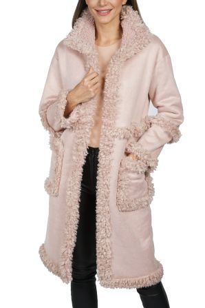 Love Token Faux-Suede Shearling Faux Fur Jacket