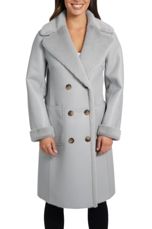 Love Token Reversible Faux-Leather Faux Fur Coat