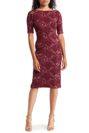 Maggy London Jacquard Style Print Sheath Dress