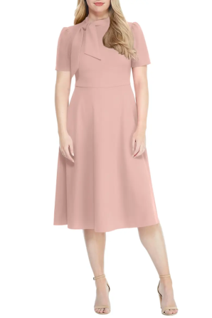 Maggy London Fit and Flare Tie Neck Dress
