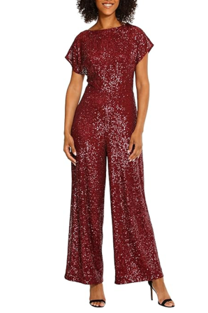 Maggy London Sequined Evening Wide Leg Jumpsuit