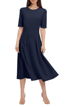 Maggy London Short Sleeve Midi A-Line Dress