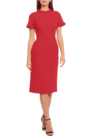 Maggy London Ruffle-Detail Front Pocket Dress
