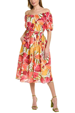 Maggy London Belted Floral Print Midi Dress