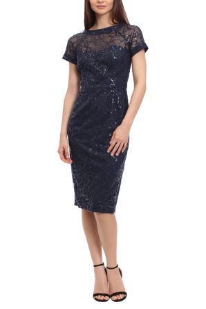 Maggy London Illusion Neckline Sequined Dress