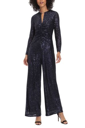 Maggy London Long Sleeve Sequined Dressy Jumpsuit