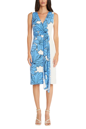 Maggy London Sleeveless Floral Contrast Dress
