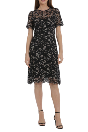Maggy London Floral Embroidered Lace Sheath Dress