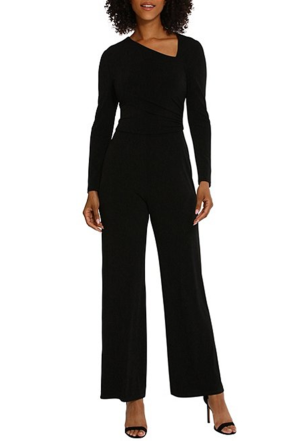 Maggy London Asymmetrical Neck Wide Leg Jumpsuit