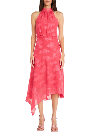 Maggy London Halter Asymmetrical Hem Floral Dress