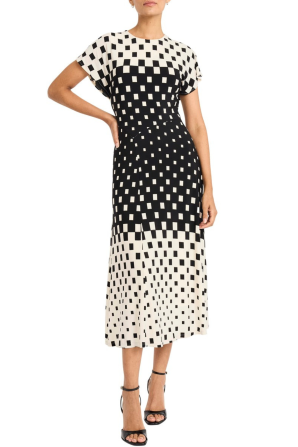 Maggy London Contrast Geo Print A-Line Midi Dress