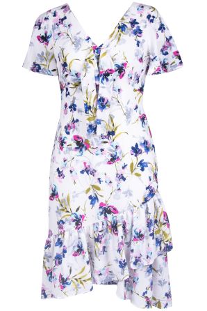 Maggy London Blossom Print Short Sleeve V-Neck A-Line Dress