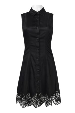 Maia Collared Sleeveless Button Solid Cotton Dress