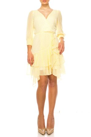 Maison Tara Two-Tier Faux-Wrap Print Dress