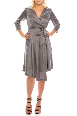 Maison Tara Twill Faux Wrap Dress