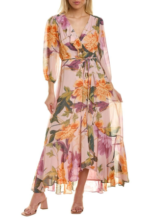 Maison Tara Floral Faux-Wrap Maxi Dress