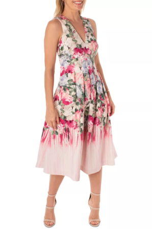 Maison Tara Sleeveless Fit & Flare Floral Dress