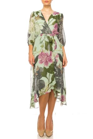 Maison Tara Floral Belted Wrap Style Dress