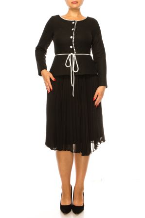 Maison Tara One-Piece Jacket & Skirt Belted Dress