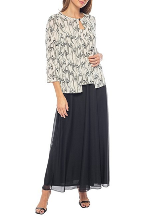 Marina Embellished 2-Pc Long Formal Jacket Dress