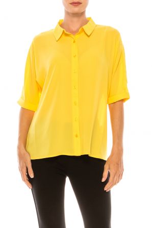 Milano Collared Short Sleeve Button Up Blouse