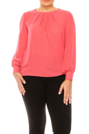 Milano Cut-Out Sleeve Pleated Neck Blouse