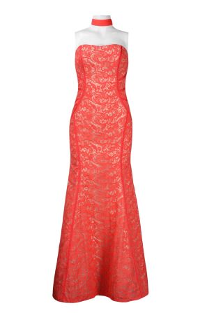 Strapless Mermaid Cut Crochet Lace Dress with Shawl