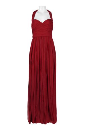 Halter Strap Crossed Sweetheart Ruched Silk Dress