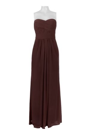 Strapless Sweetheart Ruched Zipper Back Solid Chiffon Dress