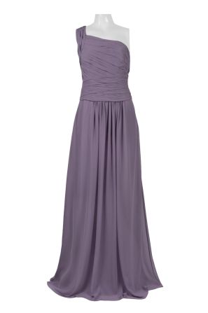 One Shoulder Ruched Pleated Solid Chiffon Dress