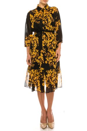 Nanette Lepore Long Sleeve Floral Tiered Dress