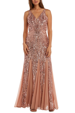 Nightway Sleeveless Sequin Fit & Flare Evening Gown