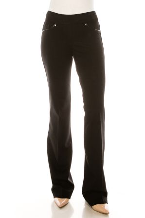 Nygard Black Boot Leg Legging with Pleather Piping Detail