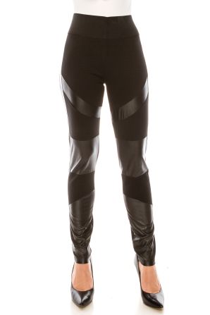 Nygard Black Faux Leather Contrast Skinny Legging