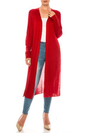 Nygard Red Matallic Long Sleeve Cardigan