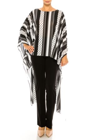 Nygard Black White Stripe One Size Kimono Top