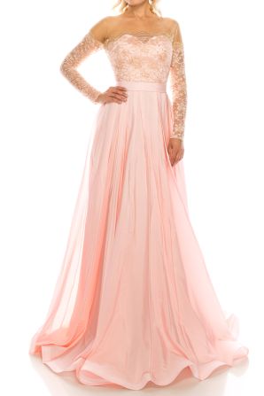 Odrella Embellished Lace A-Line Evening Gown