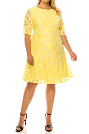 Phase Seven Short Sleeve Lace A-Line Dress