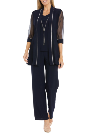 RM Richards Embellished Two-Piece Pants Set