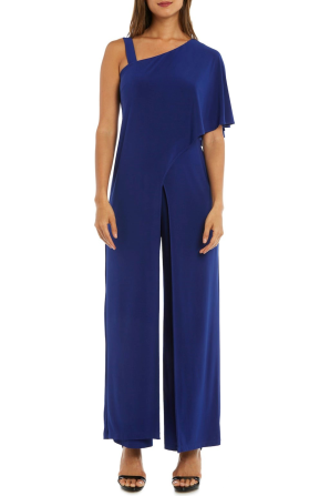 RM Richards Asymmetrical Overlay Evening Jumpsuit